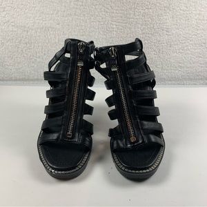 Women's DKNY Ralina Caged Strappy High‎ Heel Sandals Black shoes 8.5 NWOB 7311